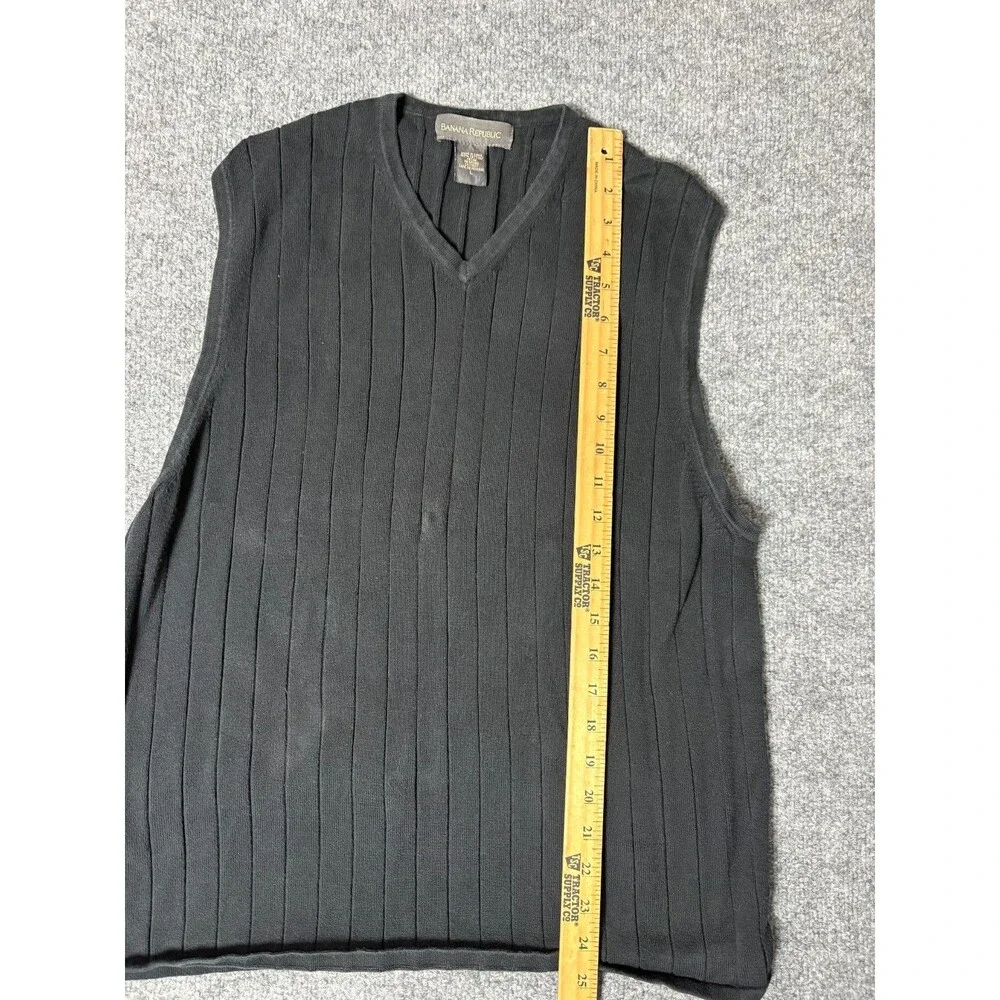 Banana Republic Sweater Vest Mens L Black Sleeveless Cotton
